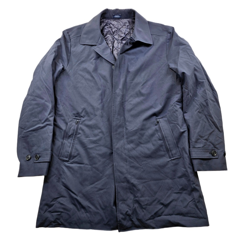 JWN John Nordstrom Raincoat Mens Large Navy Quilted Lined Traditional Fit NEW